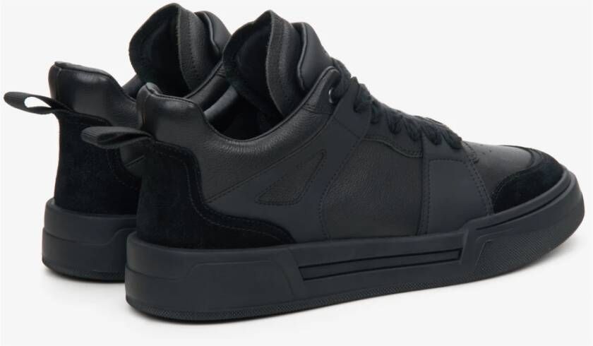 Estro Heren Zwarte High-Top Sneakers gemaakt van Echt Leer en Suède Er00114368 Black Heren