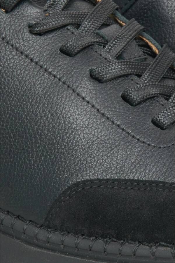 Estro Heren Zwarte Lage Sneakers gemaakt van Premium Italiaans Leer en Velours Er00115641 Black Heren