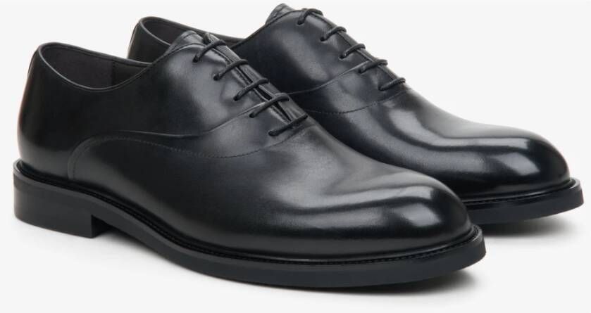 Estro Heren Zwarte Leren Oxford Schoenen Er00114371 Black Heren