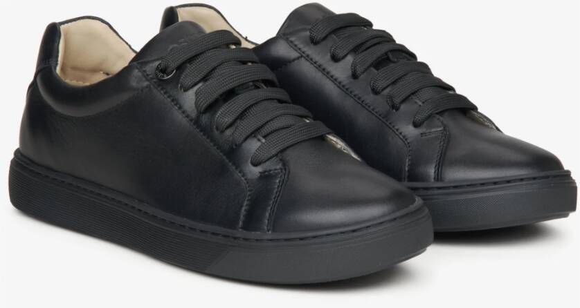 Estro Dames Zwarte Lage Sneakers gemaakt van Premium Italiaans Echt Leer Er00115552 Black Dames