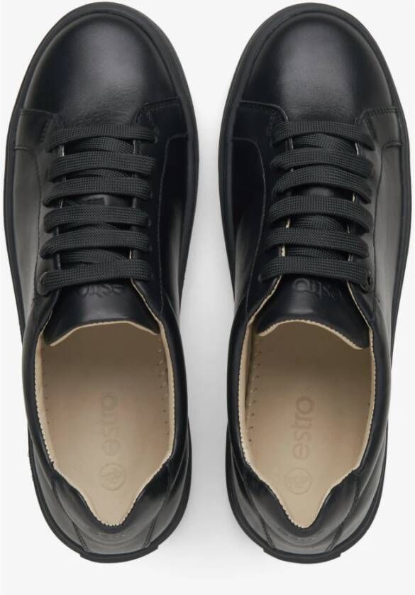 Estro Dames Zwarte Lage Sneakers gemaakt van Premium Italiaans Echt Leer Er00115552 Black Dames