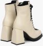 Estro Dames Beige Leren Blokhak Enkellaarzen met Veters Er00112017 Beige Dames - Thumbnail 5