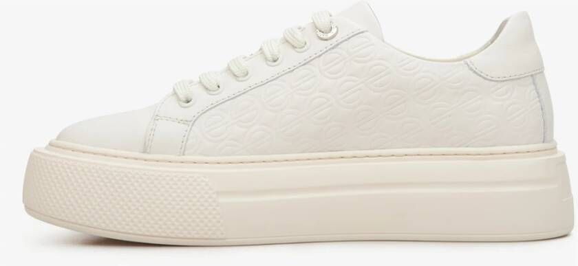 Estro Dames Lichtbeige Sneakers gemaakt van Echt Leer met Dikke Zool Er00114398 Beige Dames