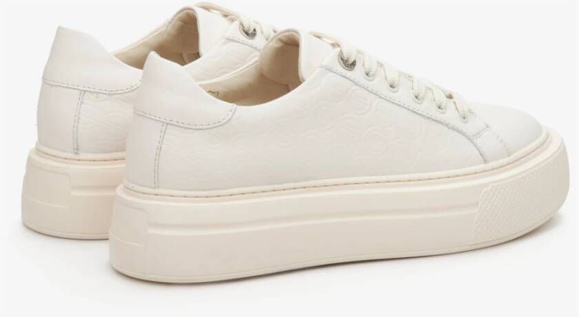 Estro Dames Lichtbeige Sneakers gemaakt van Echt Leer met Dikke Zool Er00114398 Beige Dames