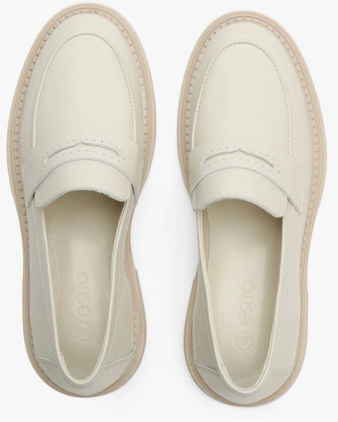 Estro Dames Licht Beige Penny Loafers gemaakt van Echt Leer Er00114531 Beige Dames