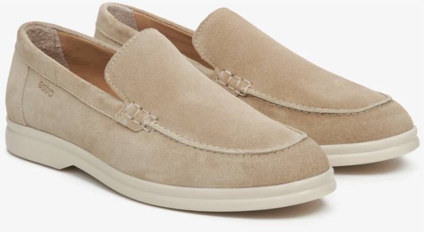 Estro Dames Sand Beige Natuurlijke Velours Loafers Er00113365 Beige Dames