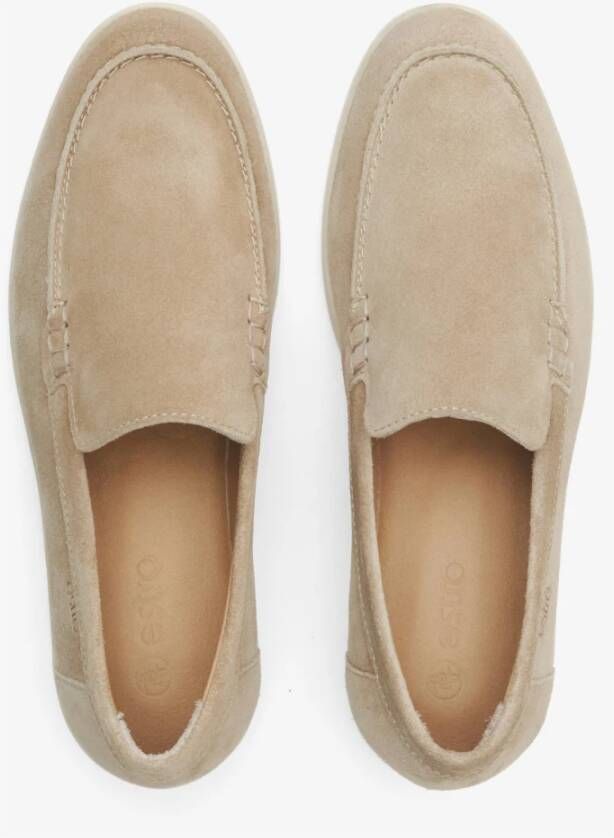 Estro Dames Sand Beige Natuurlijke Velours Loafers Er00113365 Beige Dames