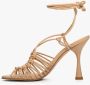 Estro Dames Beige Leren Sandalen met Hak Er00112421 Beige Dames - Thumbnail 4