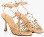 Estro Dames Beige Leren Sandalen met Hak Er00112421 Beige Dames - Thumbnail 5