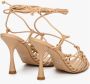 Estro Dames Beige Leren Sandalen met Hak Er00112421 Beige Dames - Thumbnail 6