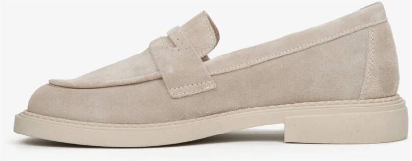 Estro Dames Beige Penny Loafers gemaakt van Echt Velours Er00114534 Beige Dames