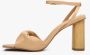 Estro Dames Beige Hakken Sandalen gemaakt van Echt Leer Er00112423 Beige Dames - Thumbnail 3