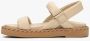 Estro Dames Beige Leren Platte Sandalen Er00111202 Beige Dames - Thumbnail 3