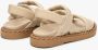 Estro Dames Beige Leren Platte Sandalen Er00111202 Beige Dames - Thumbnail 5