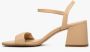 Estro Dames Blokhak Beige Sandalen gemaakt van Echt Leer Er00112883 Beige Dames - Thumbnail 3