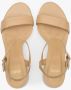 Estro Dames Blokhak Beige Sandalen gemaakt van Echt Leer Er00112883 Beige Dames - Thumbnail 4