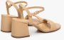 Estro Dames Blokhak Beige Sandalen gemaakt van Echt Leer Er00112883 Beige Dames - Thumbnail 5