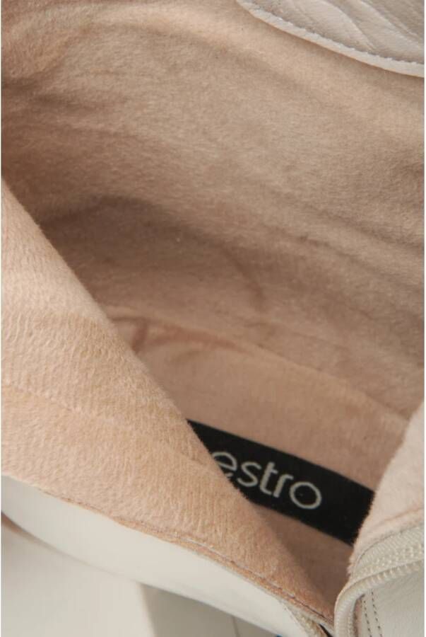 Estro Dames Licht Beige Blokhak Enkellaarsjes van Echt Leer Er00113920 Beige Dames