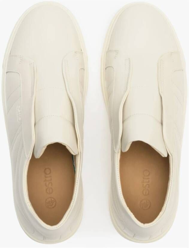 Estro Heren Lichtbeige Slip-On Lage Sneakers gemaakt van Echt Leer Er00112684 Beige Heren