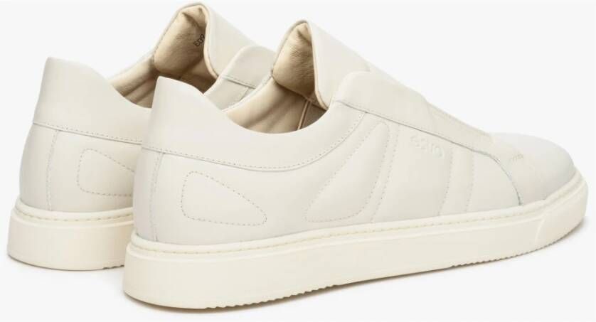 Estro Heren Lichtbeige Slip-On Lage Sneakers gemaakt van Echt Leer Er00112684 Beige Heren