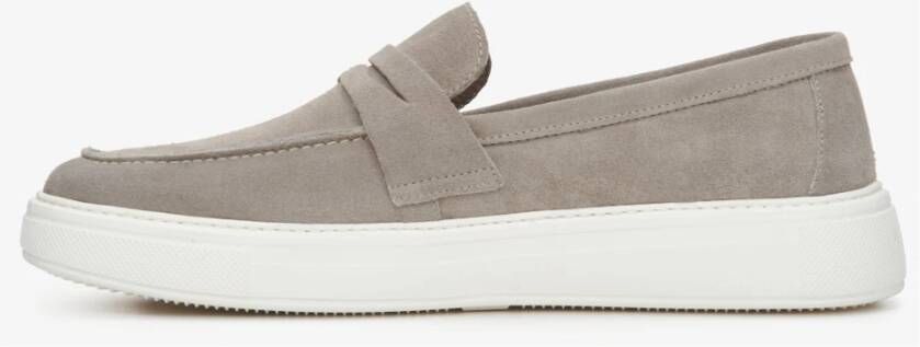 Estro Heren Grijs & Beige Echt Suède Slip-On Loafers Gray Heren