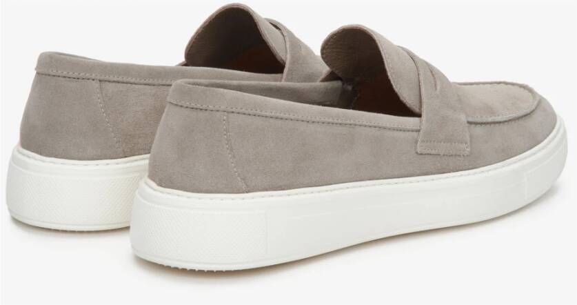 Estro Heren Grijs & Beige Echt Suède Slip-On Loafers Gray Heren