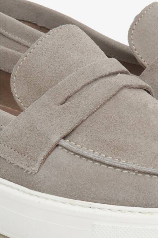 Estro Heren Grijs & Beige Echt Suède Slip-On Loafers Gray Heren