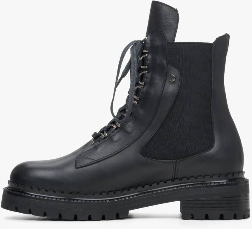 Estro Dames Veterschoenen in Zwart gemaakt van Leer & Textiel Er00114043 Black Dames