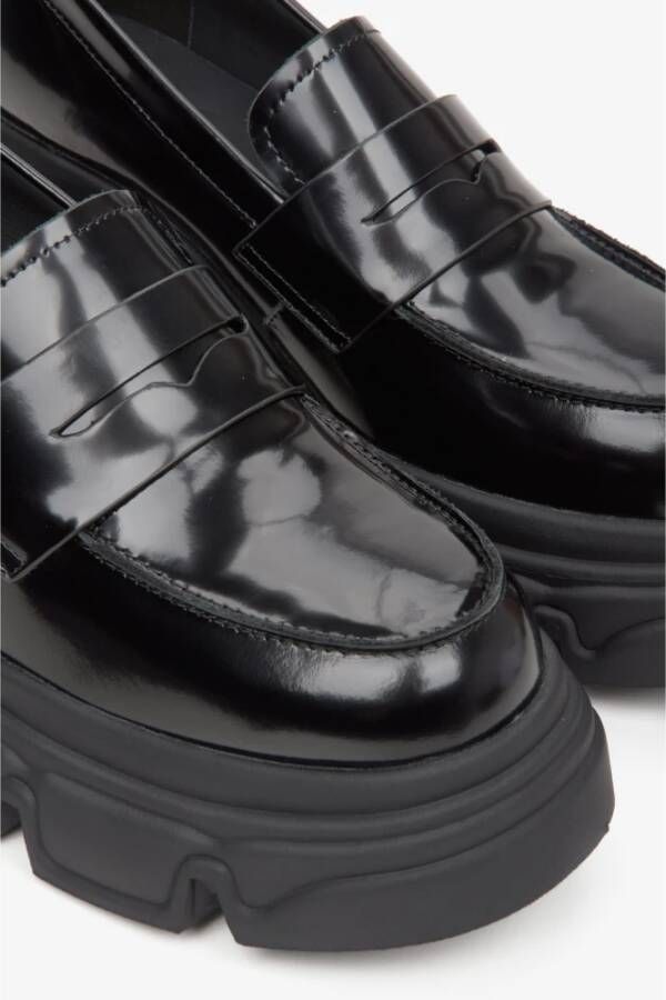 Estro Dames Zwarte Loafers met Dikke Zool gemaakt van Echt Leer Er00113584 Black Dames