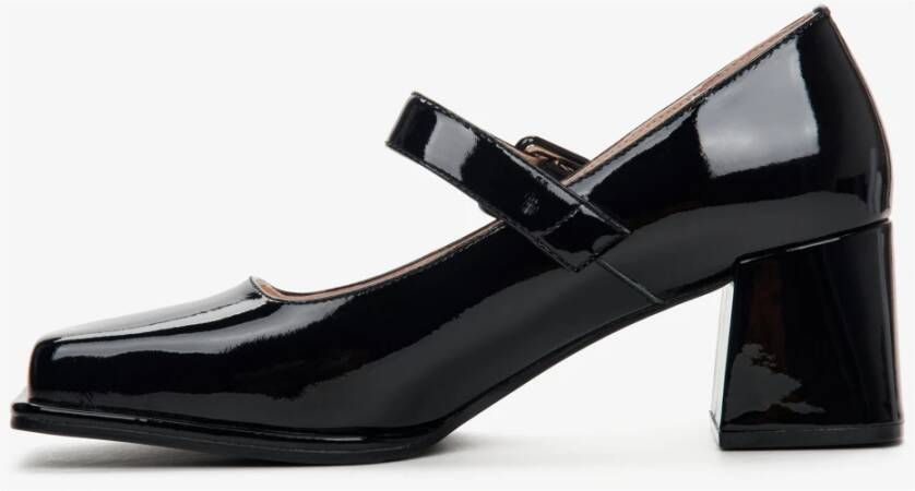 Estro Zwarte Mary Jane pumps voor dames gemaakt van patent echt leer Black Dames