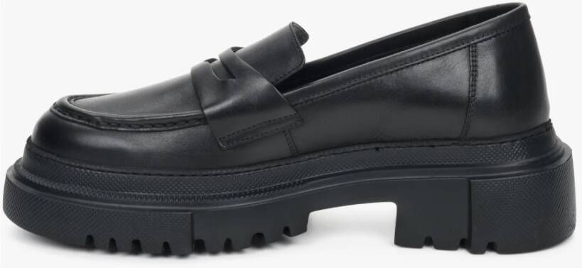 Estro Dames Zwarte Leren Chunky Platform Loafers Er00110029 Black Dames