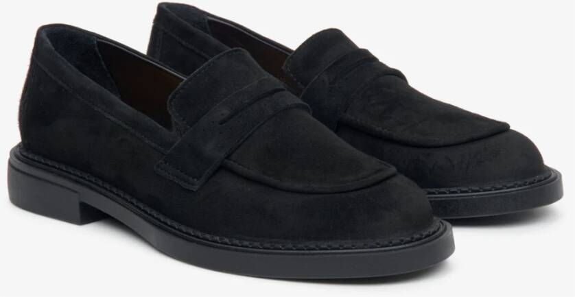 Estro Zwarte Velours Penny Loafers voor Dames Er00113371 Black Dames