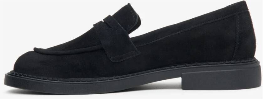 Estro Zwarte Velours Penny Loafers voor Dames Er00113371 Black Dames