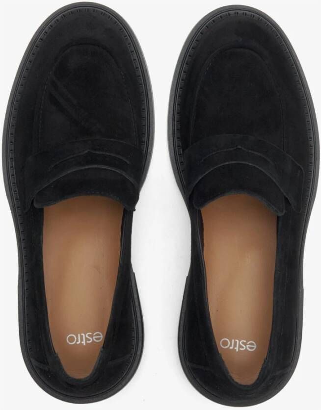 Estro Zwarte Velours Penny Loafers voor Dames Er00113371 Black Dames