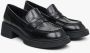 Estro Dames Zwarte Penny Loafers met Stevige Hak gemaakt van Echt Leer Er00113576 Black Dames - Thumbnail 3