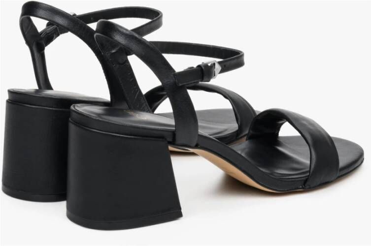 Estro Dames Blokhak Zwarte Sandalen gemaakt van Echt Leer Er00112425 Black Dames