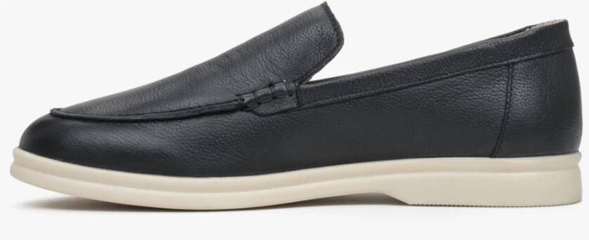 Estro Dames Zwarte Leren Loafers Er00113446 Black Dames