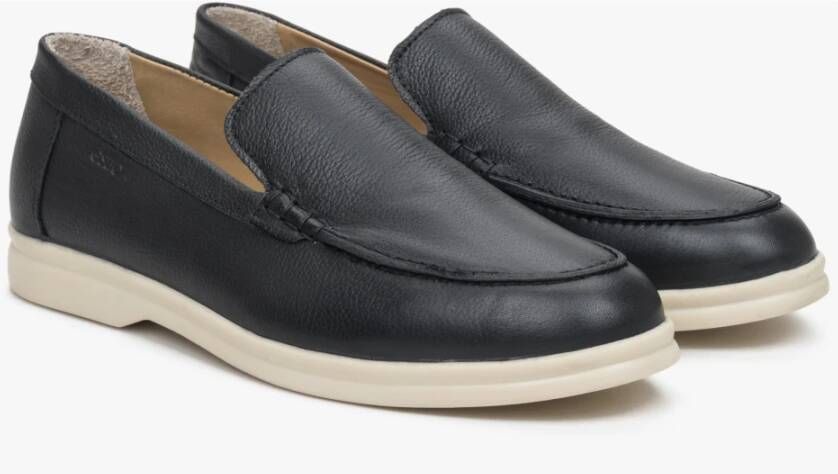 Estro Dames Zwarte Leren Loafers Er00113446 Black Dames