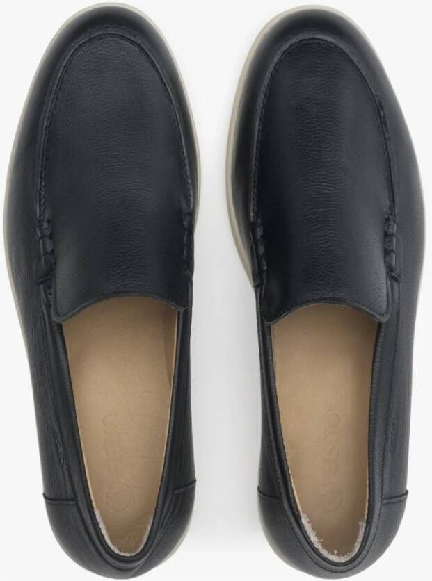 Estro Dames Zwarte Leren Loafers Er00113446 Black Dames