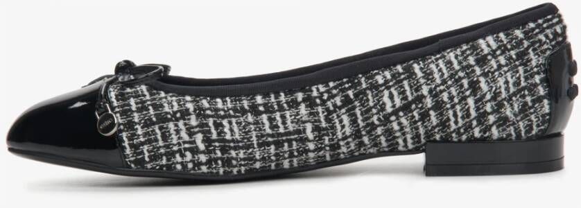 Estro Dames Zwarte & Witte Ballet Flats gemaakt van Gecombineerde Materialen Er00114173 Black Dames