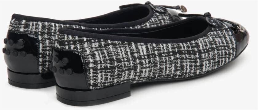 Estro Dames Zwarte & Witte Ballet Flats gemaakt van Gecombineerde Materialen Er00114173 Black Dames