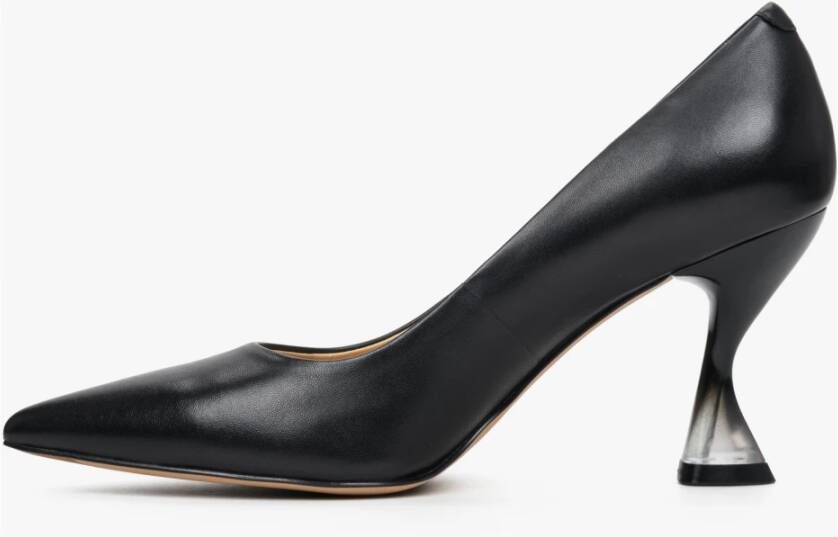 Estro Zwarte Leren Pumps met Hakken Er00112786 Black Dames