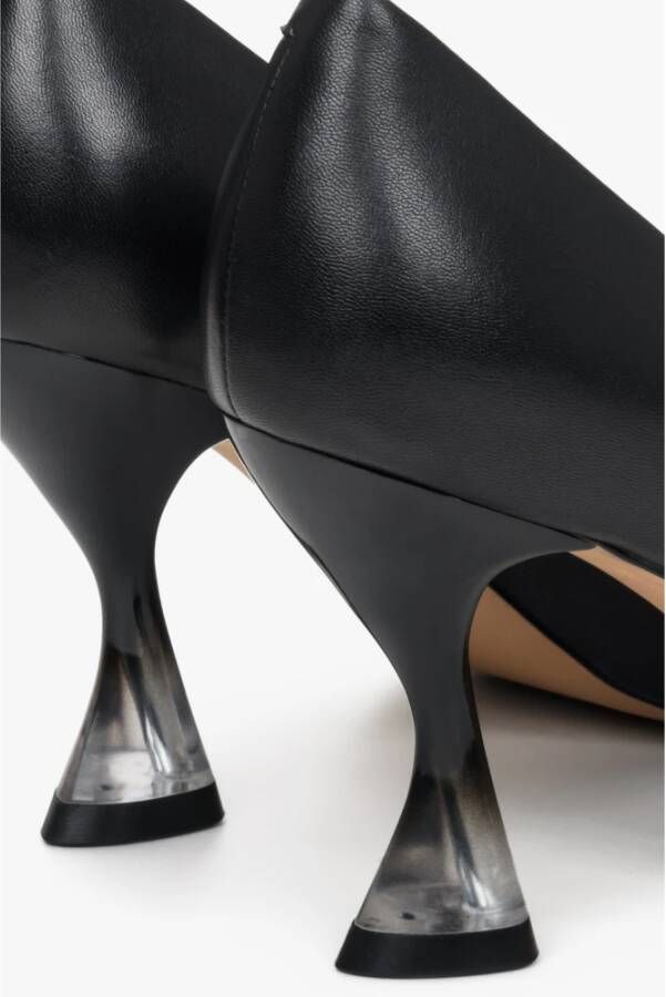 Estro Zwarte Leren Pumps met Hakken Er00112786 Black Dames