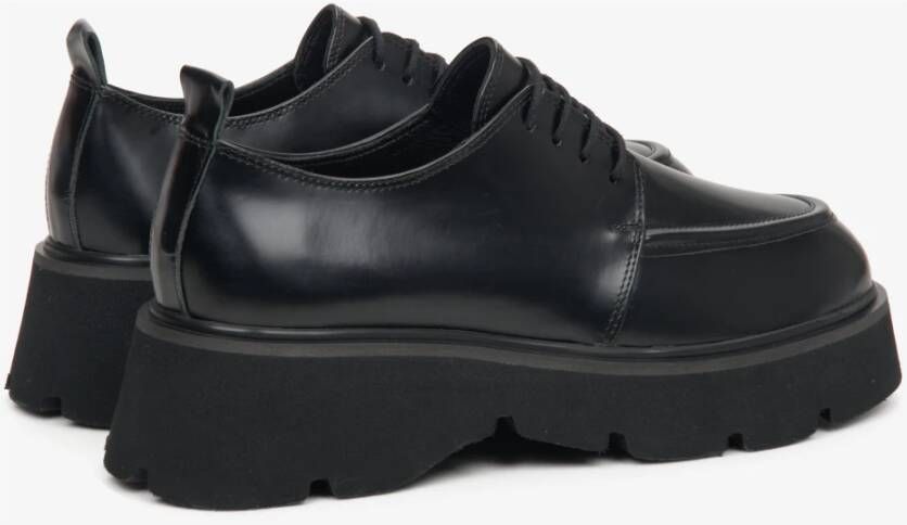 Estro Dames Zwarte Leren Brogues met Dikke Zool Er00113810 Black Dames