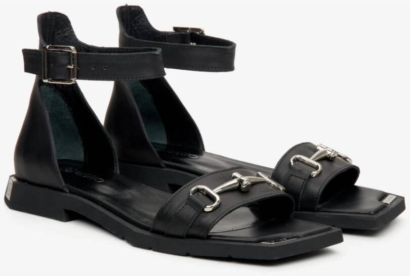 Estro Zwarte Gesloten Hak Sandalen Er00111491 Black Dames