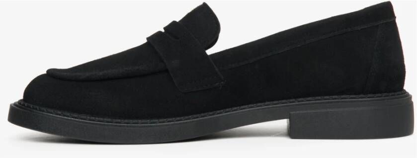 Estro Zwarte Penny Loafers voor Dames gemaakt van Echt Velours Er00114532 Black Dames