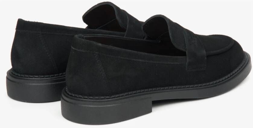 Estro Zwarte Penny Loafers voor Dames gemaakt van Echt Velours Er00114532 Black Dames