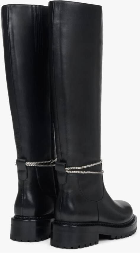 Estro Dames Zwarte Wijde Schacht Leren Laarzen voor de Winter Er00110291 Black Dames