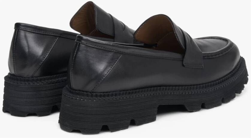 Estro Zwarte Leren Loafers voor Dames Er00113813 Black Dames