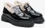 Estro Dames Zwarte Bontgevoerde Loafers gemaakt van Echt Lakleer voor de Winter Er00114213 Black Dames - Thumbnail 2